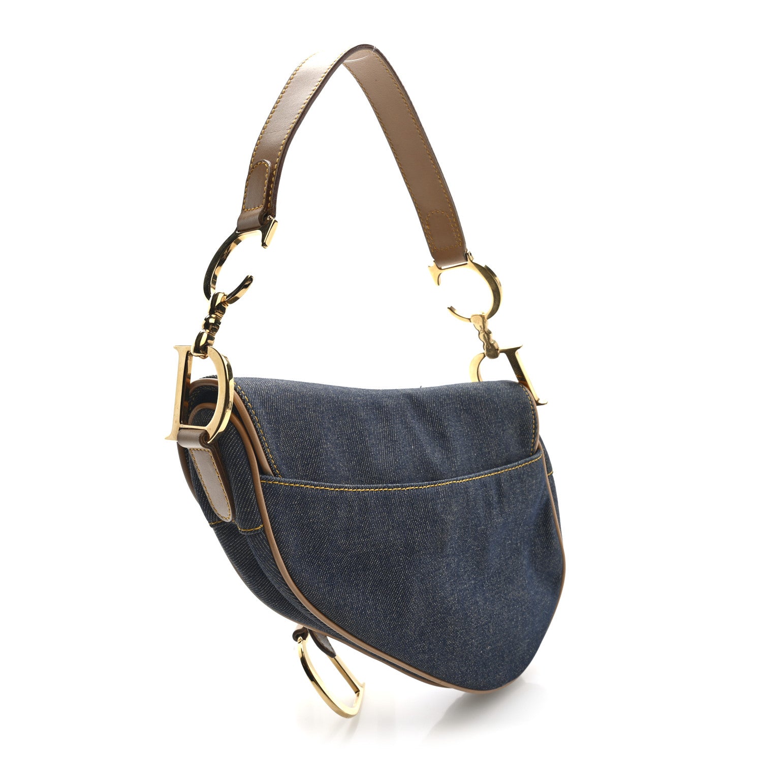 Christian Dior Denim Calfskin Saddle Bag Blue 3 of 10