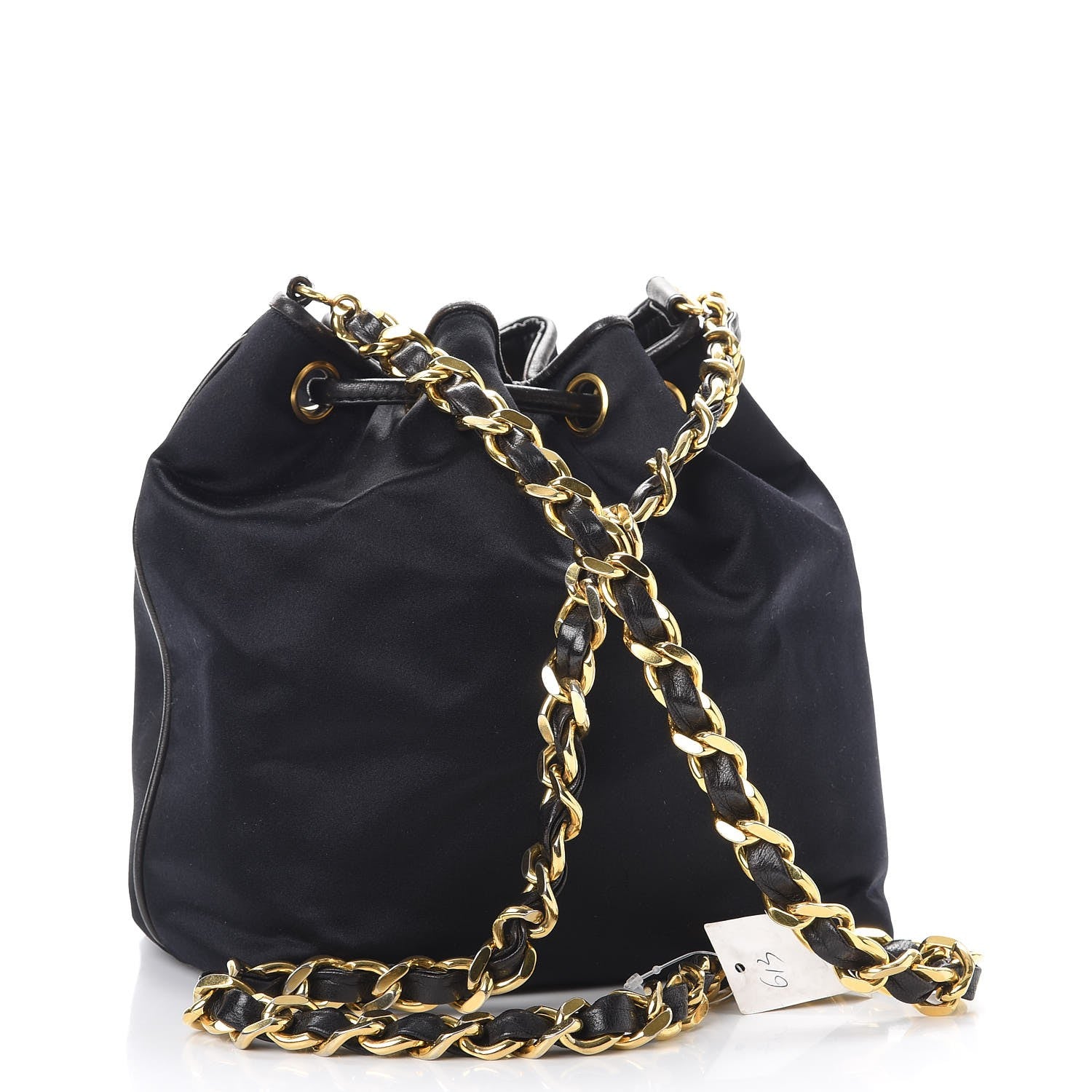 Chanel Satin CC Drawstring Bucket Bag Black 4 of 14