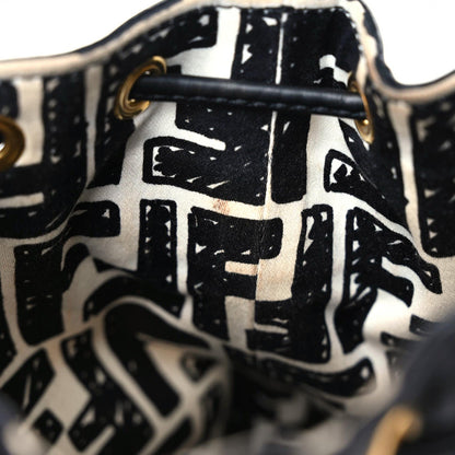 Fendi X JOSHUA VIDES Canvas Calfskin F is Fendi Mini Mon Tresor Bucket Bag White Black 10 of 11