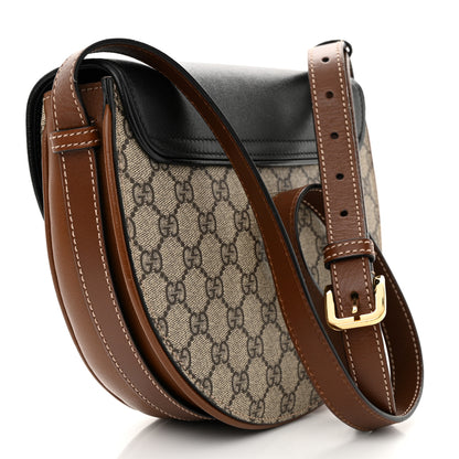 Gucci GG Supreme Monogram Calfskin Small Padlock Messenger Shoulder Bag Beige Black Cuir 3 of 14