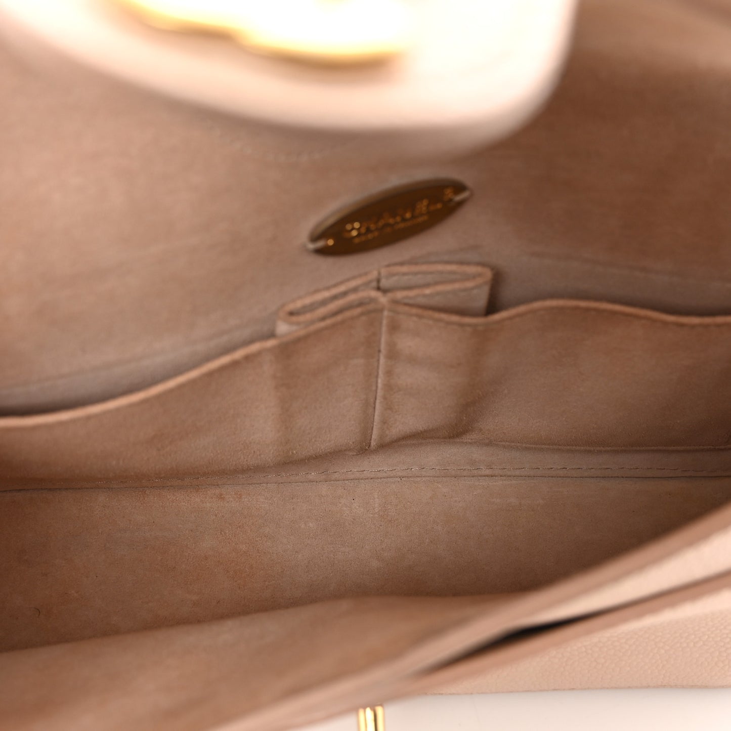 Grained Calfskin Medium Classic Pure Double Flap Nude
