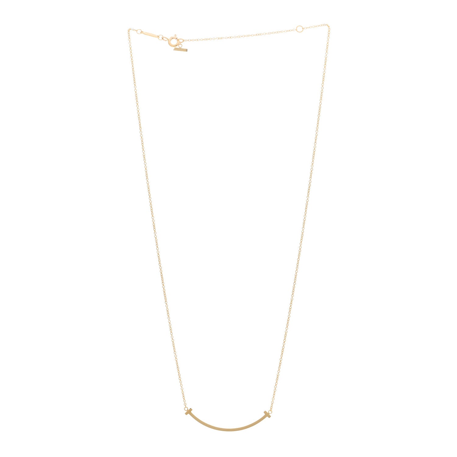 Tiffany 18K Yellow Gold Small T Smile Pendant Necklace 3 of 4