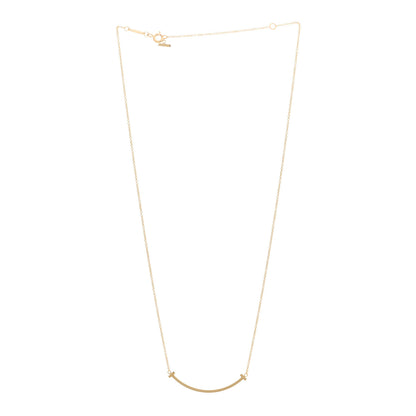 Tiffany 18K Yellow Gold Small T Smile Pendant Necklace 3 of 4
