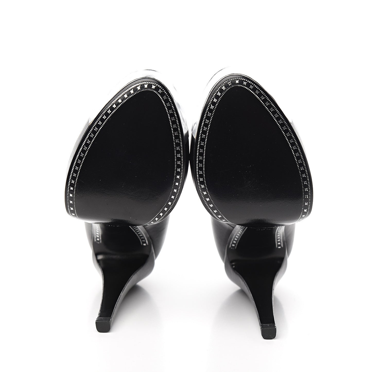Calfskin Cap Toe CC Pumps 36.5 Black Silver