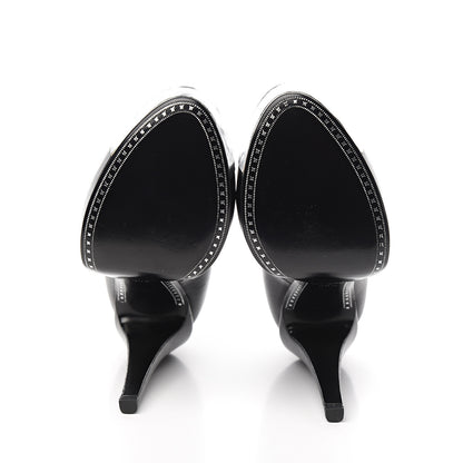 Chanel Calfskin Cap Toe CC Pumps 36.5 Black Silver 5 of 9