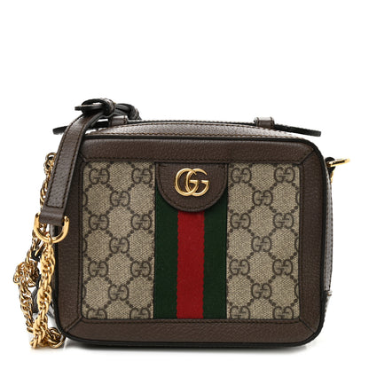 Gucci GG Supreme Monogram Mini Ophidia Top Handle Shoulder Bag Brown 1 of 10