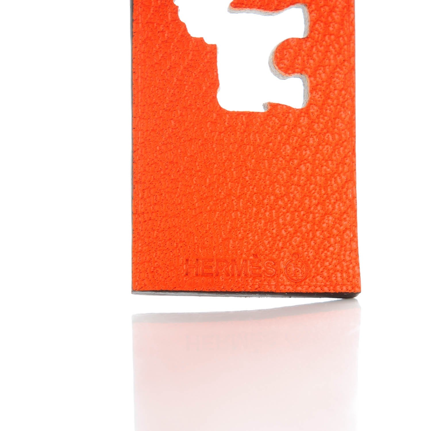 Hermes Togo Chevre Mysore Petit H Luggage Tag Etain Feu 4 of 4