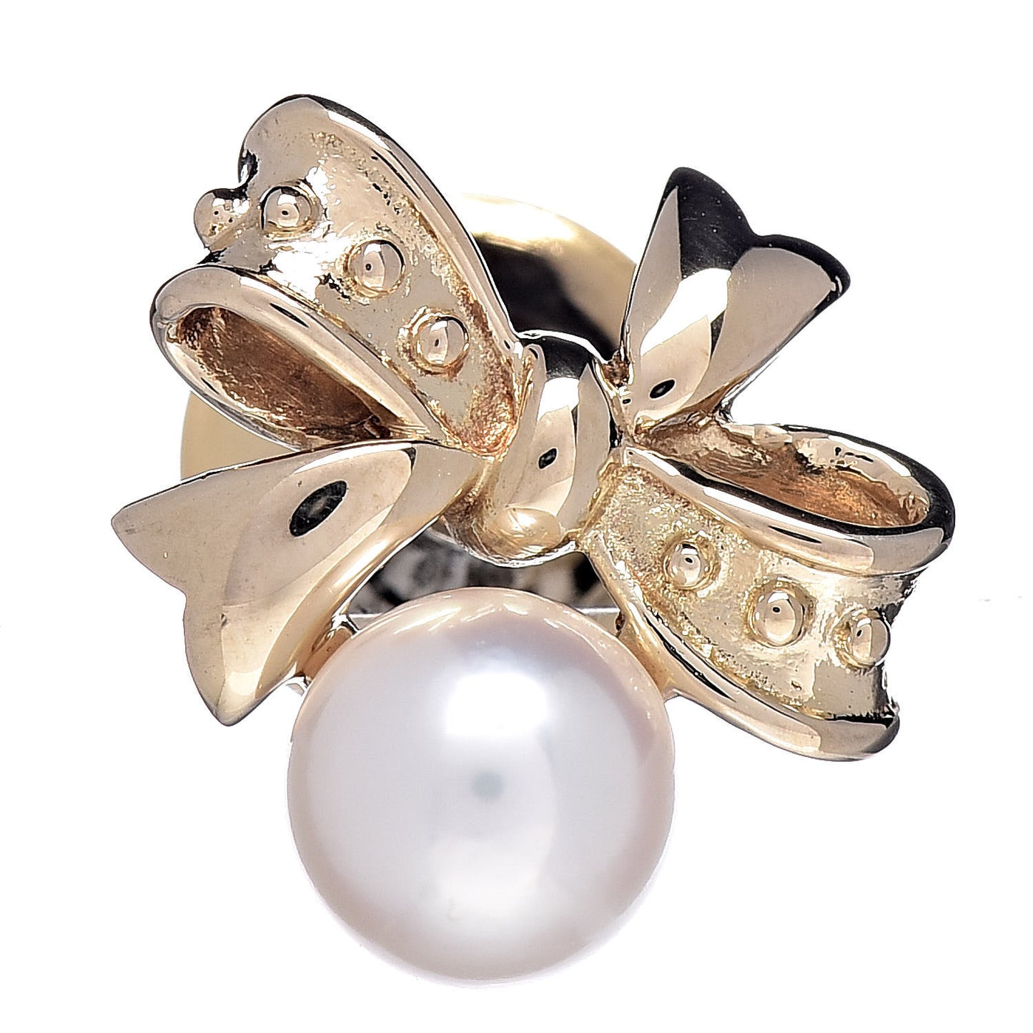 18K Yellow Gold Akoya Pearl 6mm Bow Tie Tack
