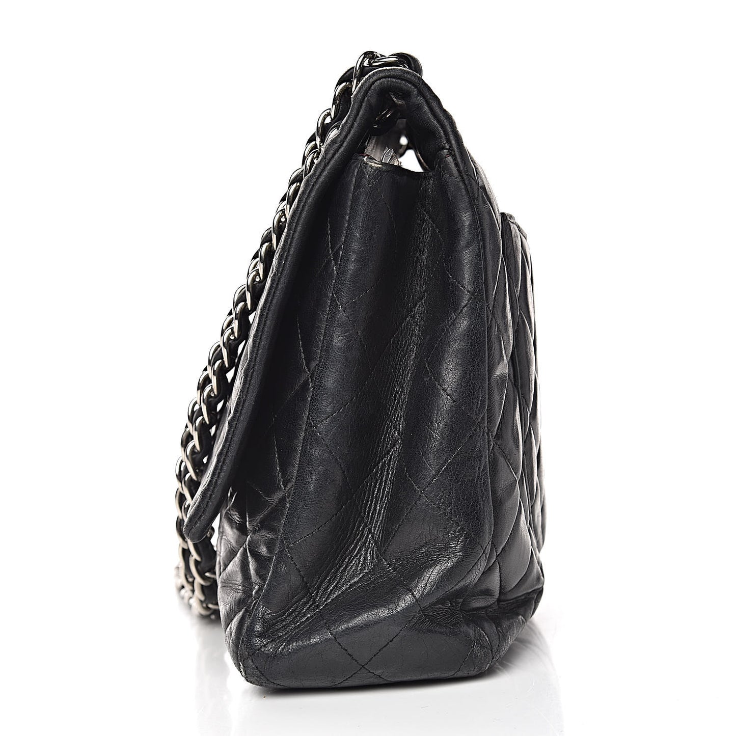 Lambskin Quilted Maxi Single Flap Black