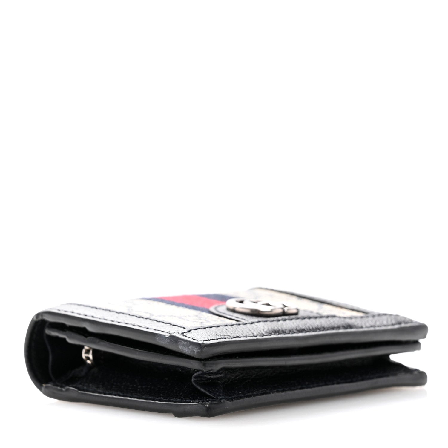 Gucci GG Supreme Monogram Textured Dollar Calfskin Web Ophidia Card Case Beige Blue 4 of 8