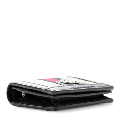 Gucci GG Supreme Monogram Textured Dollar Calfskin Web Ophidia Card Case Beige Blue 4 of 8