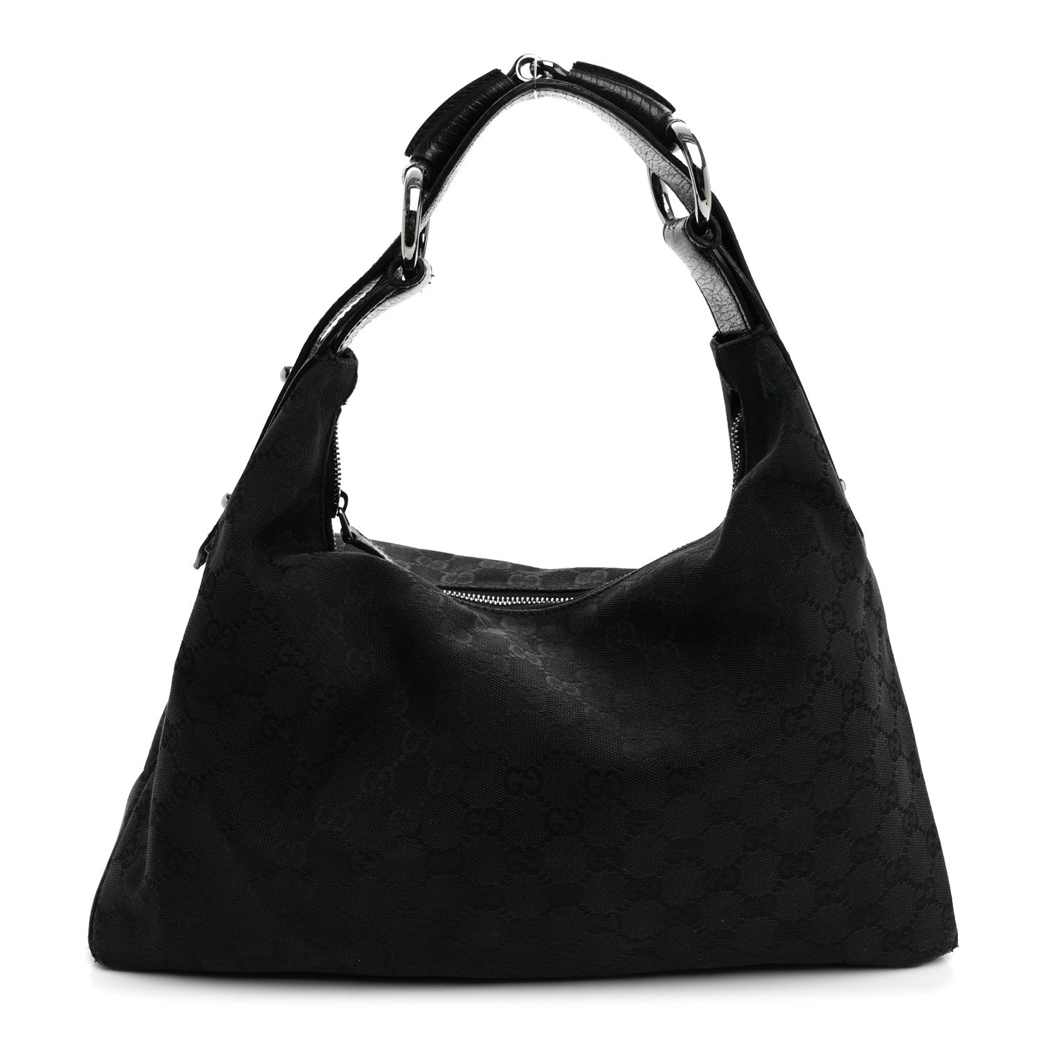 Gucci Monogram Medium Horsebit Chain Hobo Black 1 of 11