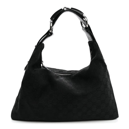 Gucci Monogram Medium Horsebit Chain Hobo Black 1 of 11