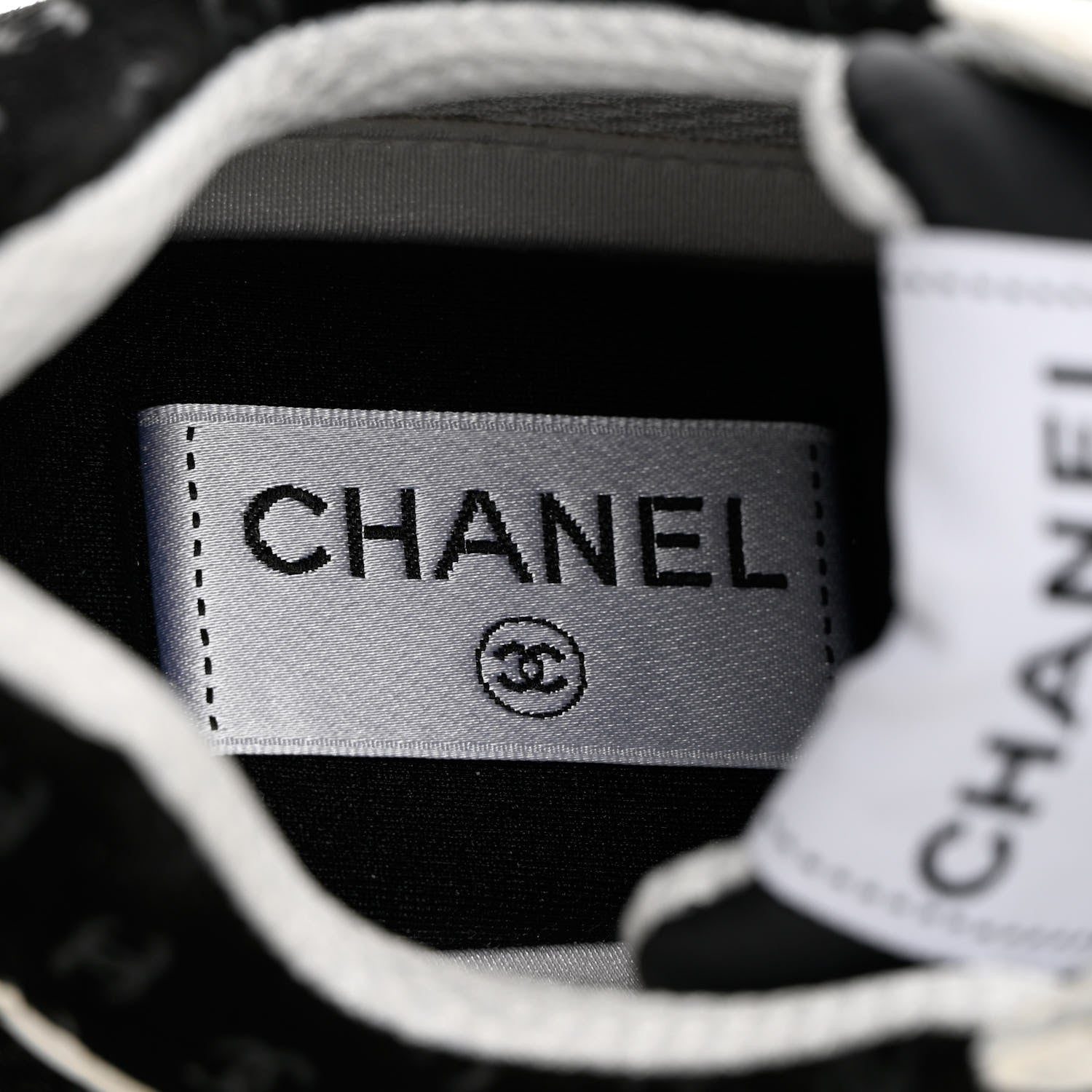 Chanel Nylon Suede Calfskin Printed CC Sneakers 39 White Black 7 of 11
