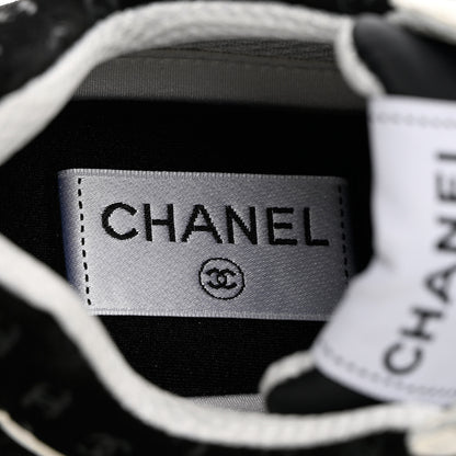 Chanel Nylon Suede Calfskin Printed CC Sneakers 39 White Black 7 of 11