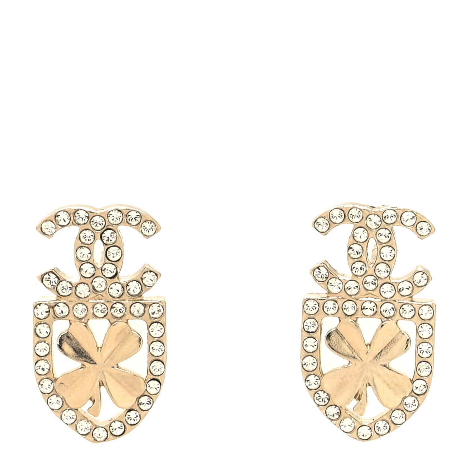 Chanel Crystal CC Sergeant Chanel Earrings Gold 1 of 4