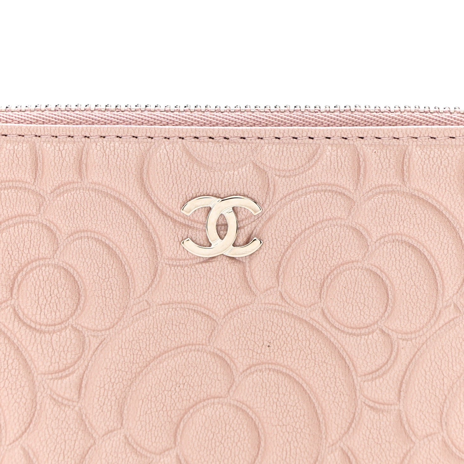 Chanel Goatskin Camellia Embossed Cosmetic Pouch Light Pink 8 of 10