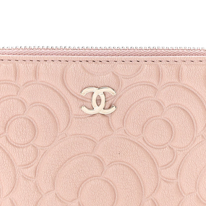 Chanel Goatskin Camellia Embossed Cosmetic Pouch Light Pink 8 of 10