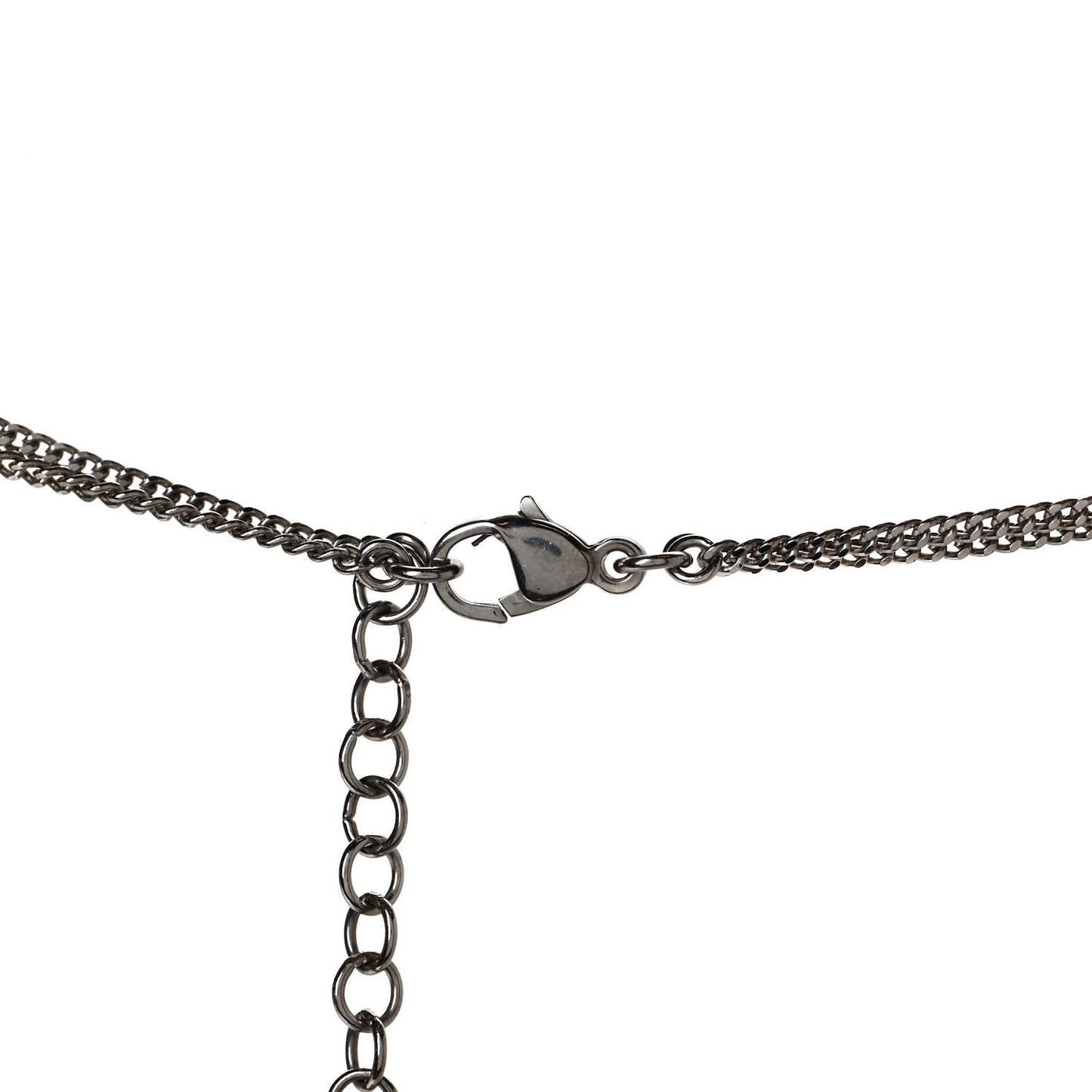 Baguette Crystal Coco Love CC Pendant Necklace Silver Black