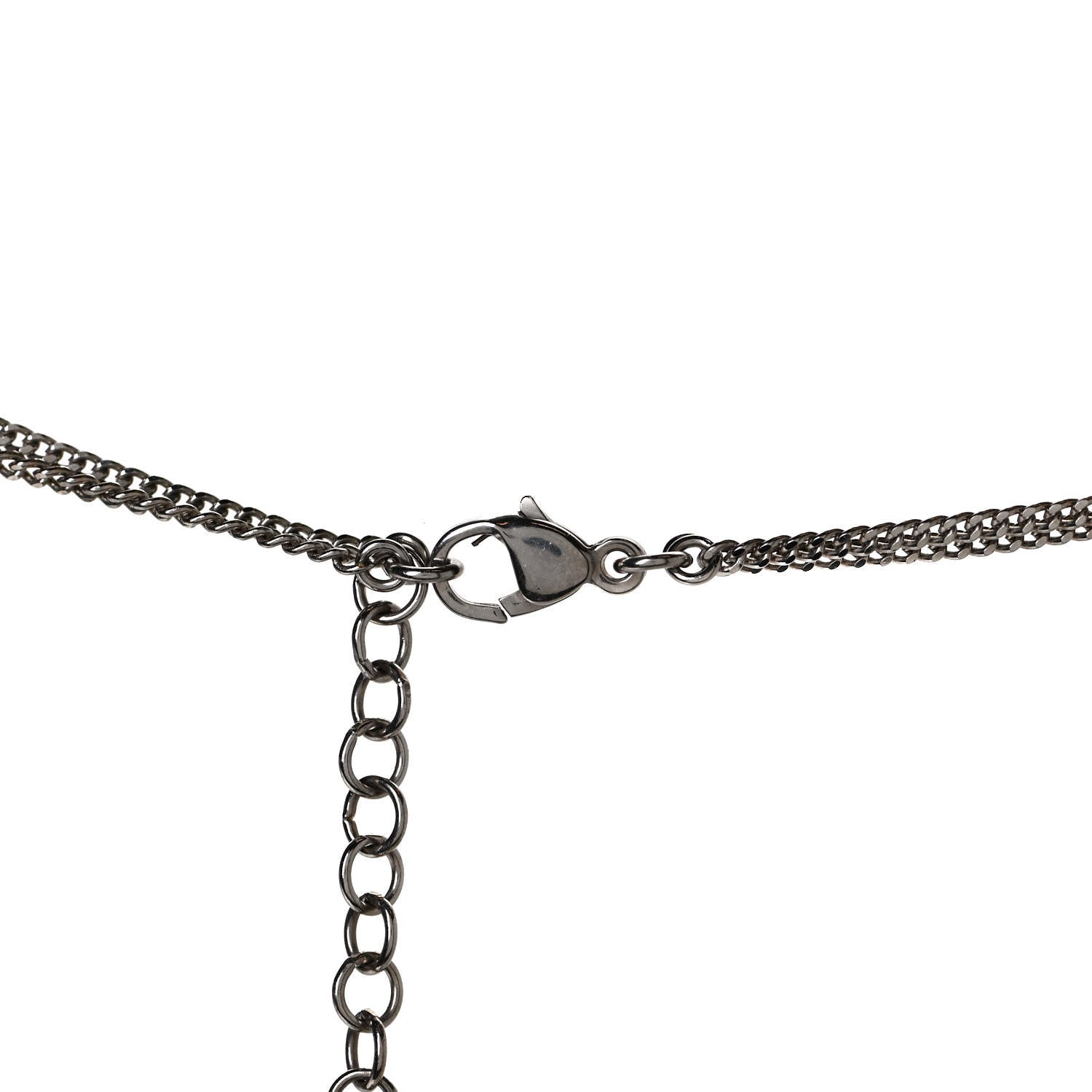 Chanel Baguette Crystal Coco Love CC Pendant Necklace Silver Black 5 of 7
