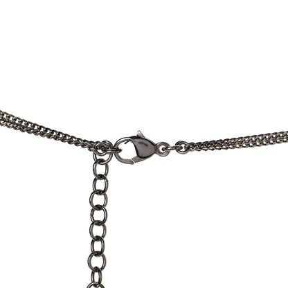 Chanel Baguette Crystal Coco Love CC Pendant Necklace Silver Black 5 of 7