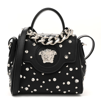 Versace Calfskin Spiked Small La Medusa Bag Black 1 of 9