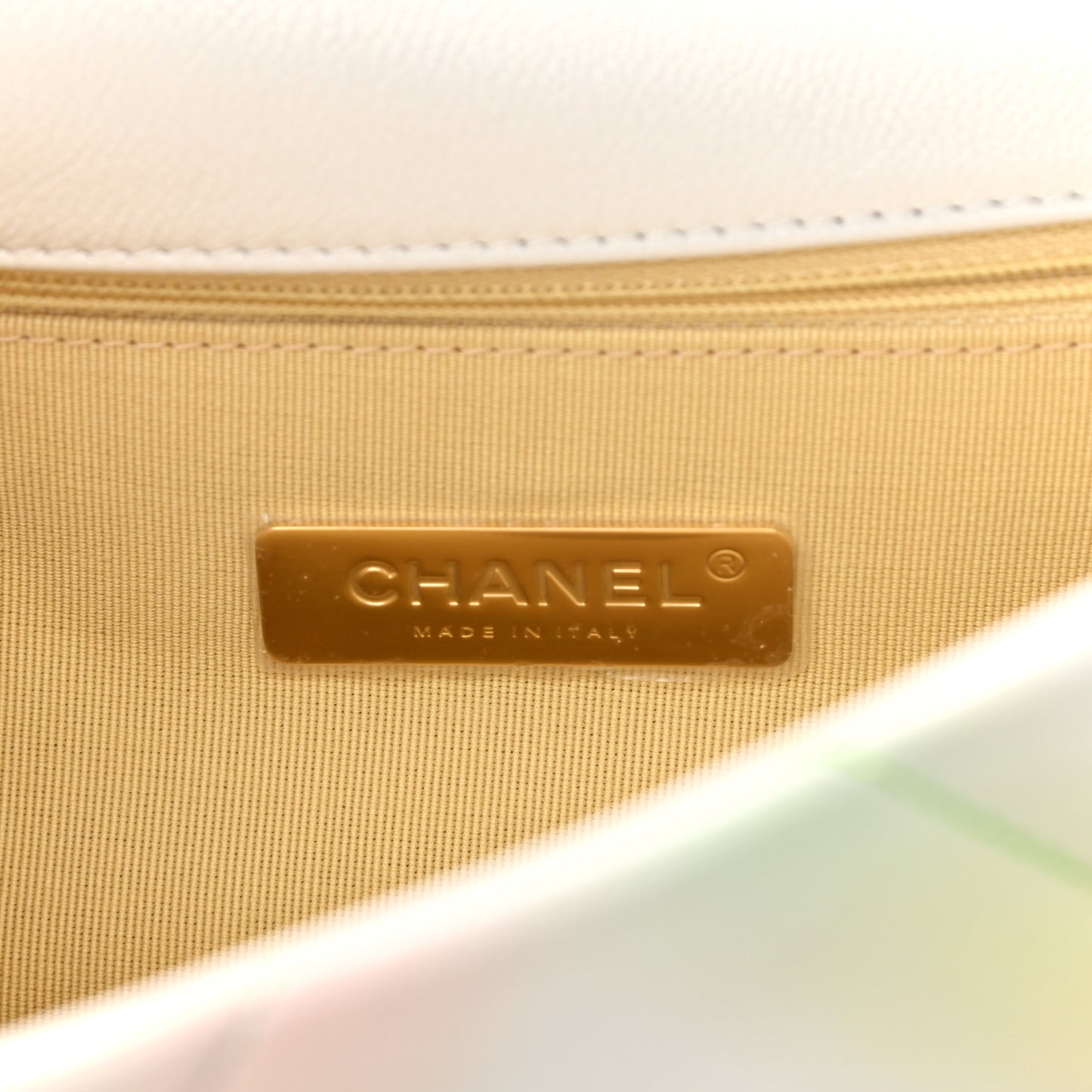 Printed Goatskin Quilted Medium Chanel 19 Flap White Multicolor