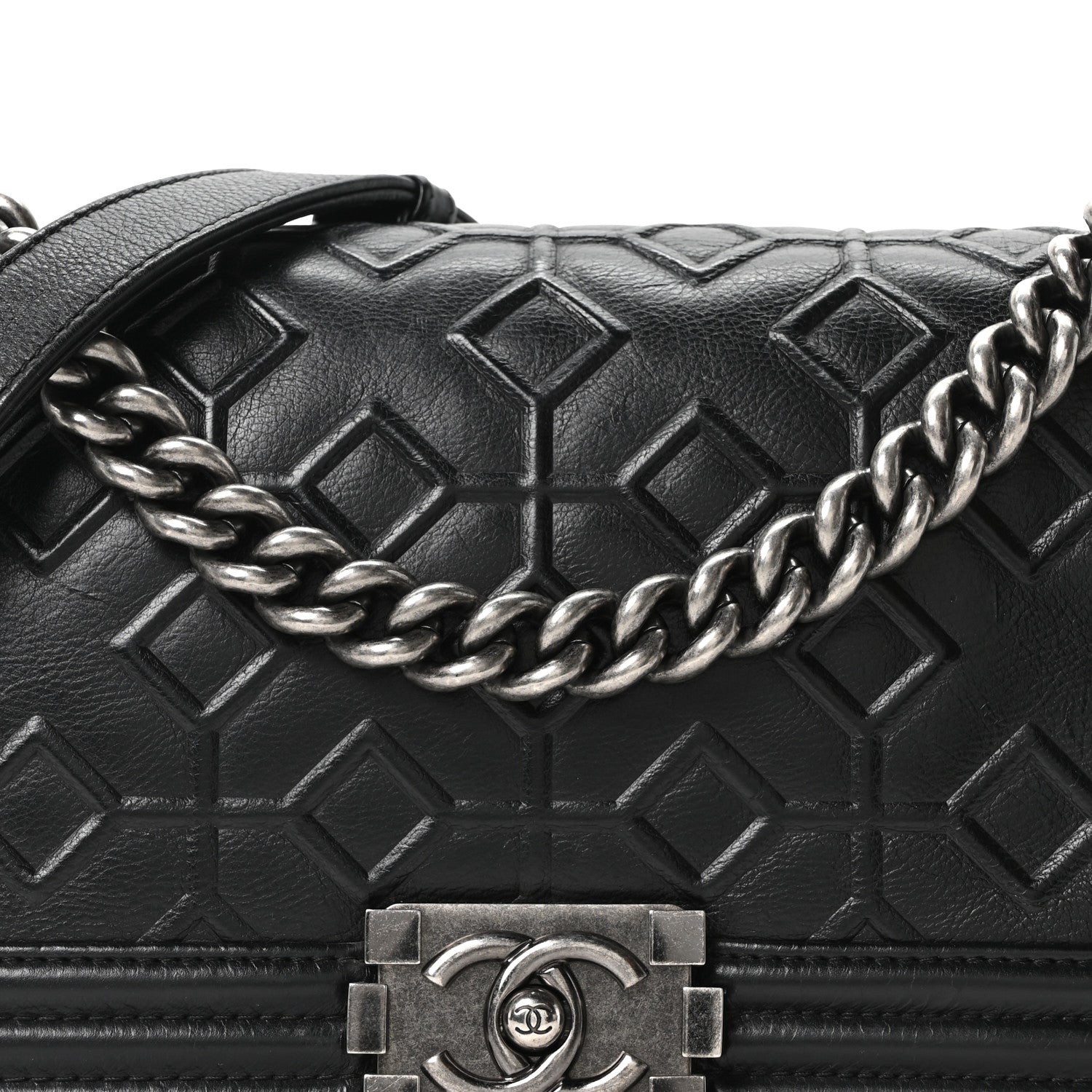 Chanel Calfskin Crystal Embossed Medium Boy Flap Black 8 of 10