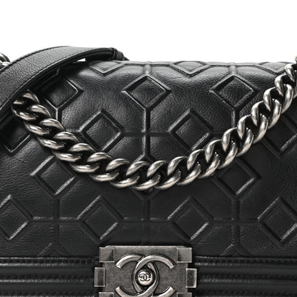 Chanel Calfskin Crystal Embossed Medium Boy Flap Black 8 of 10