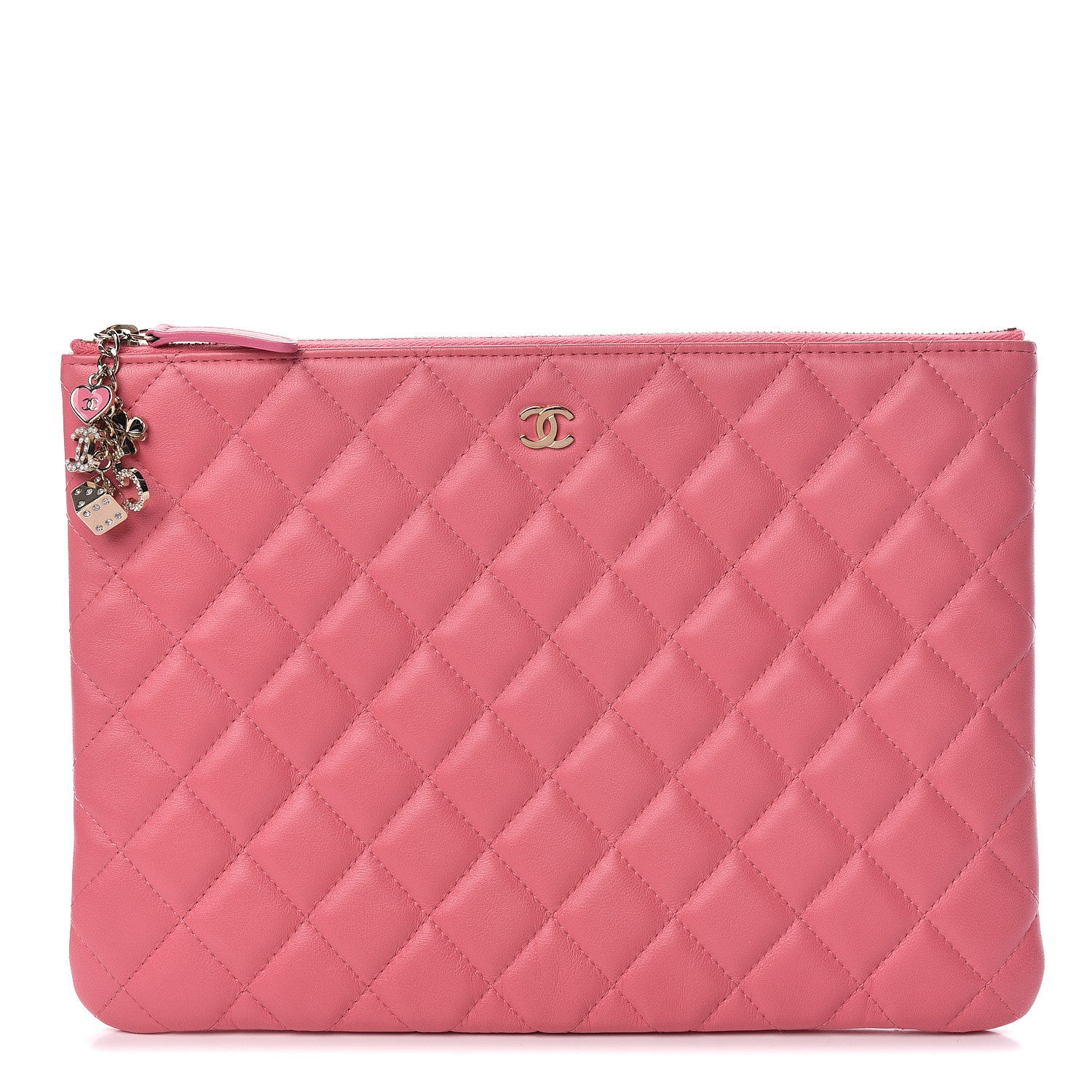 Chanel Lambskin Quilted Medium Casino Beauty CC Cosmetic Case Fuchsia 1 of 12