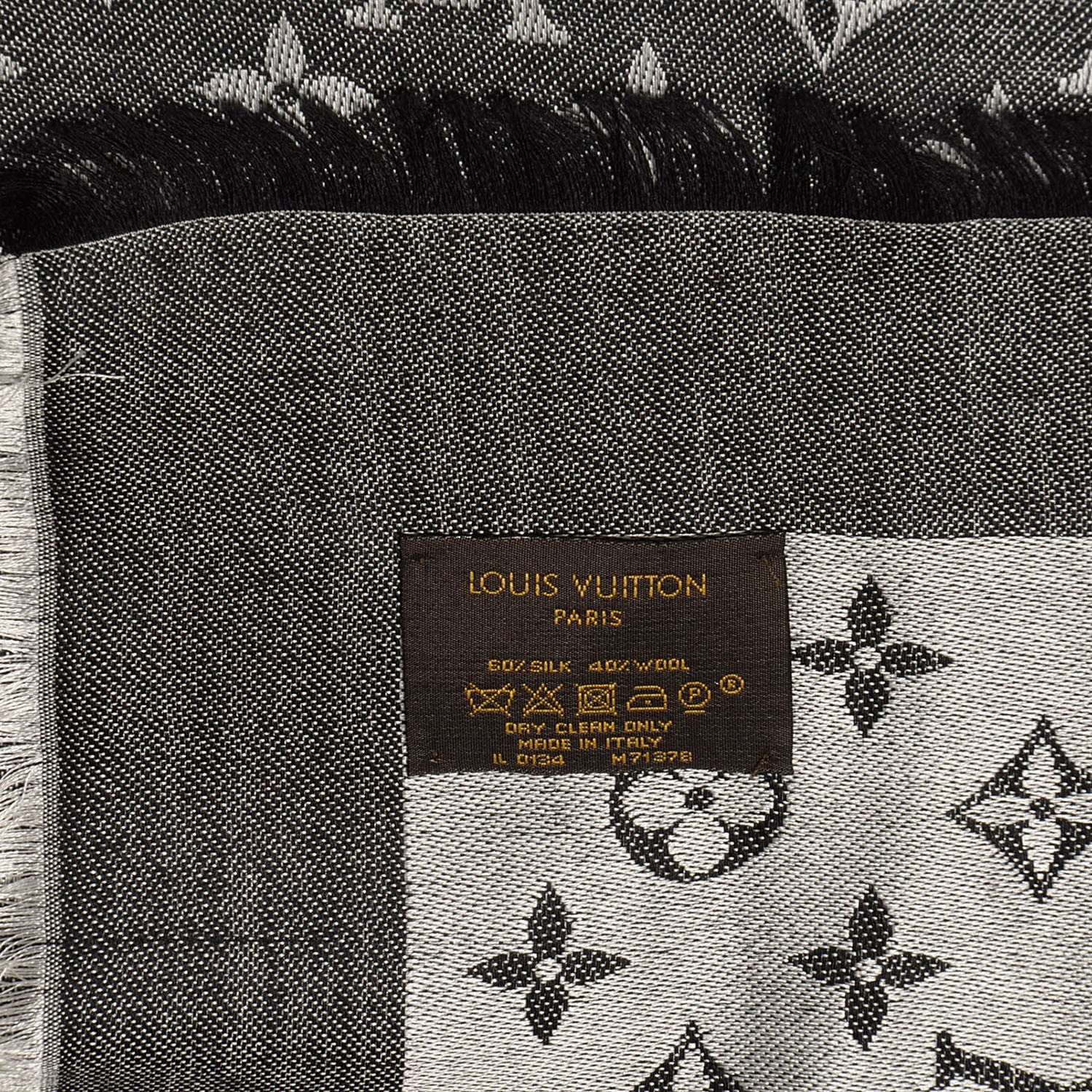 Louis Vuitton Wool Silk Monogram Denim Shawl Black 5 of 5