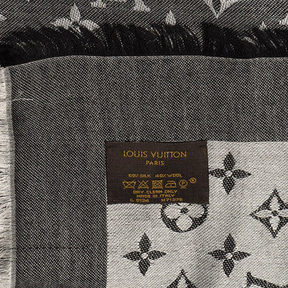 Louis Vuitton Wool Silk Monogram Denim Shawl Black 5 of 5