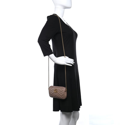 Gucci Calfskin Matelasse Mini GG Marmont Chain Crossbody Bag Porcelain Rose 2 of 10