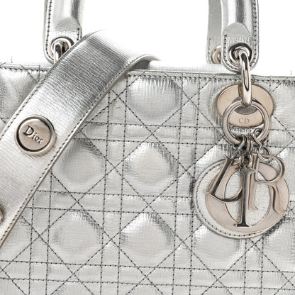 Christian Dior Metallic Grained Calfskin Cannage Small Lucky Badges My Lady Dior Silver 8 of 12