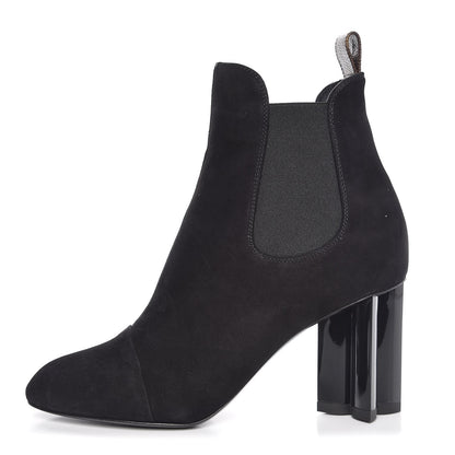 Louis Vuitton Suede Monogram Uniformes Cap Toe Chelsea 80mm Ankle Boots 37 Black 1 of 9