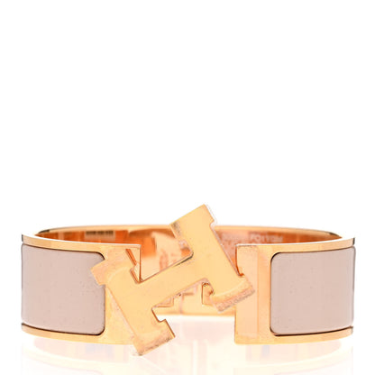 Hermes Enamel Wide Clic Clac H Bracelet GM Beige Rose 5 of 6