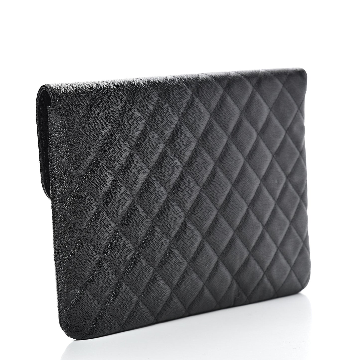 Caviar Quilted Medium Golden Class Pouch Black