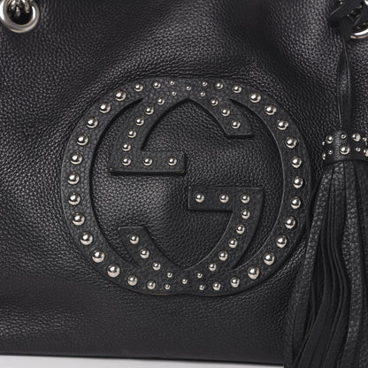 Gucci Pebbled Calfskin Studded Medium Soho Chain Shoulder Bag Black 15 of 15