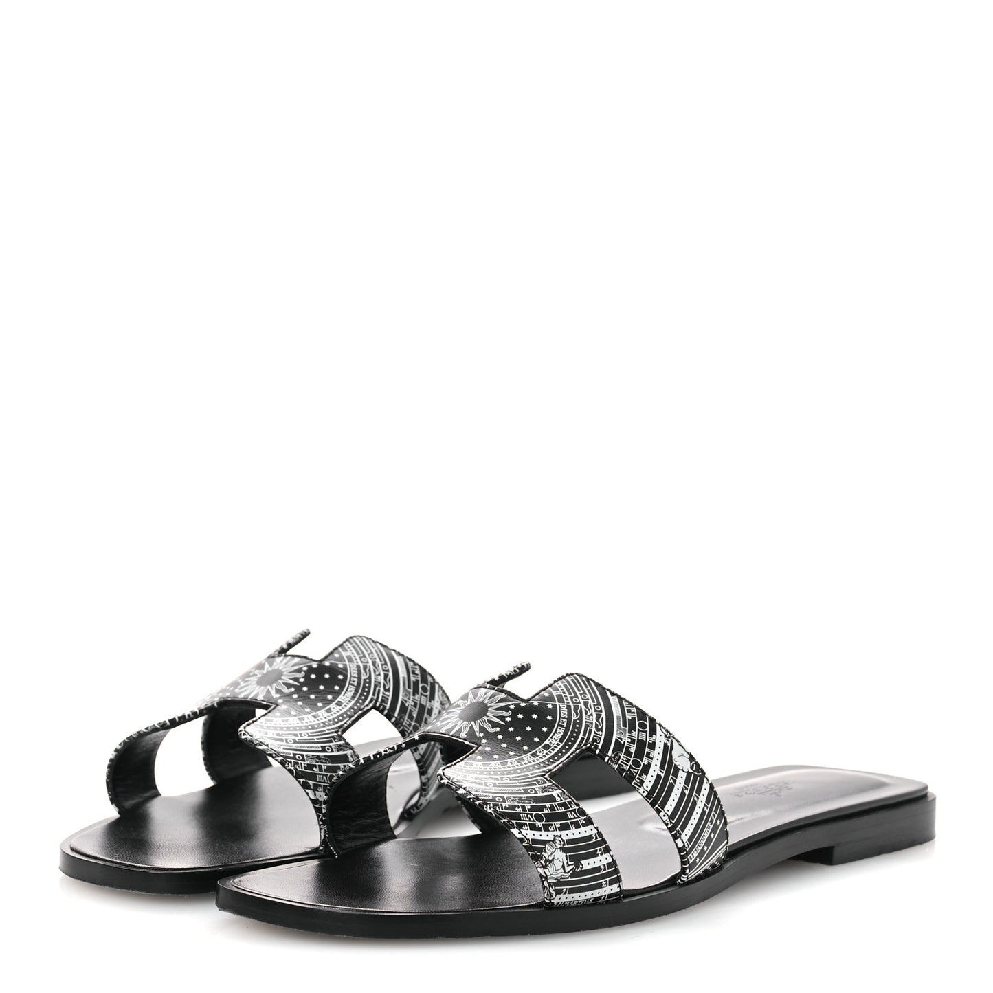 Calfskin Astrologie Bandana Oran Sandals 38 Black White