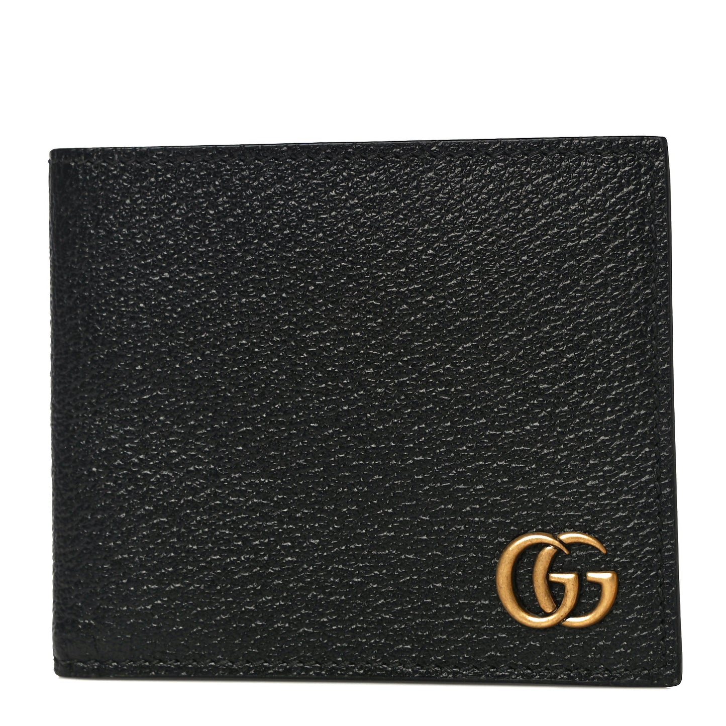 Calfskin Boar Effect GG Marmont Bi-Fold Wallet Black
