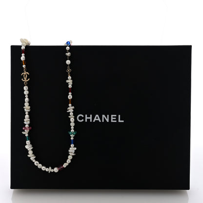 Chanel Pearl Crystal CC Long Strand Necklace Gold Multicolor 4 of 5