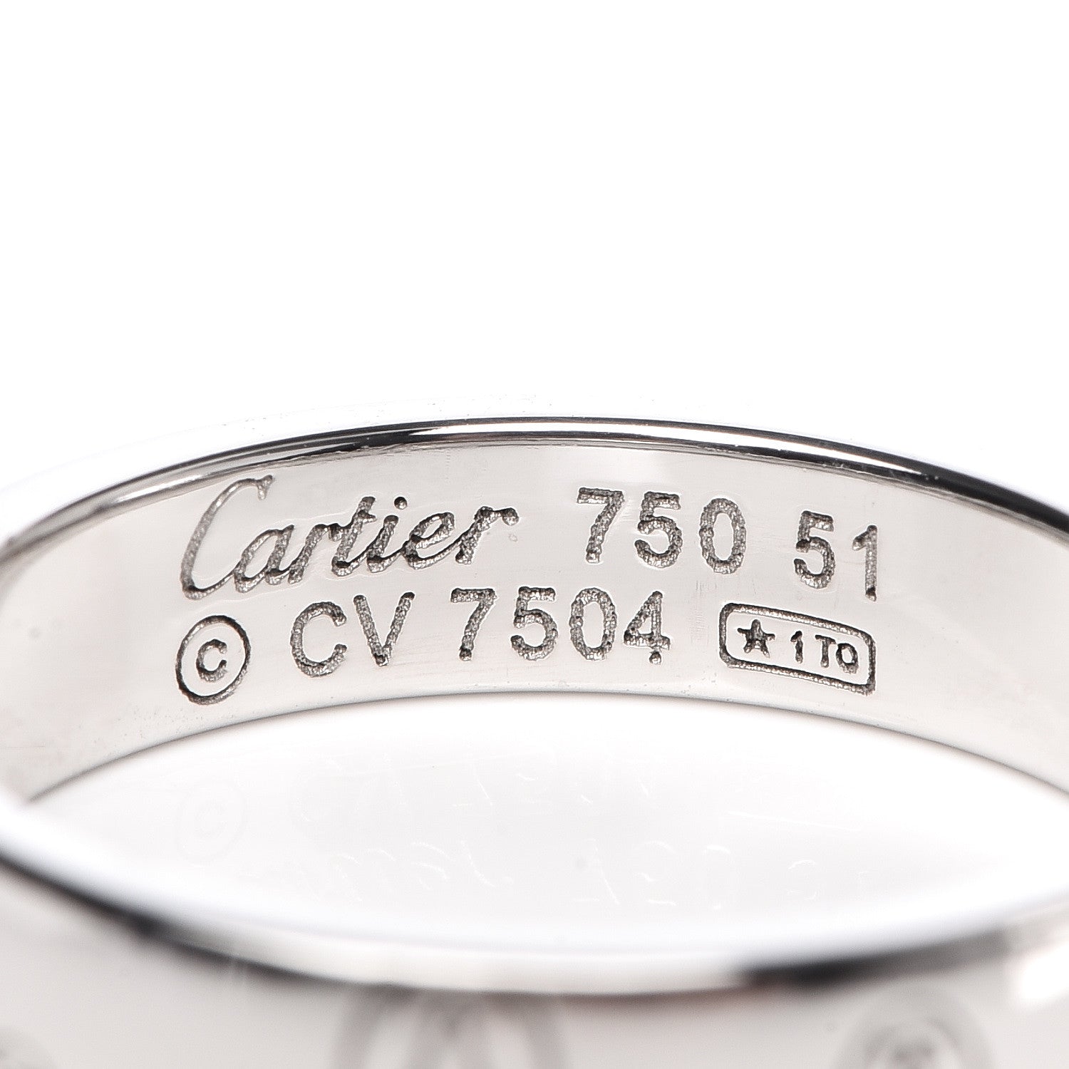 Cartier 18K White Gold 4mm Happy Birthday Band Ring 51 5.75 4 of 4