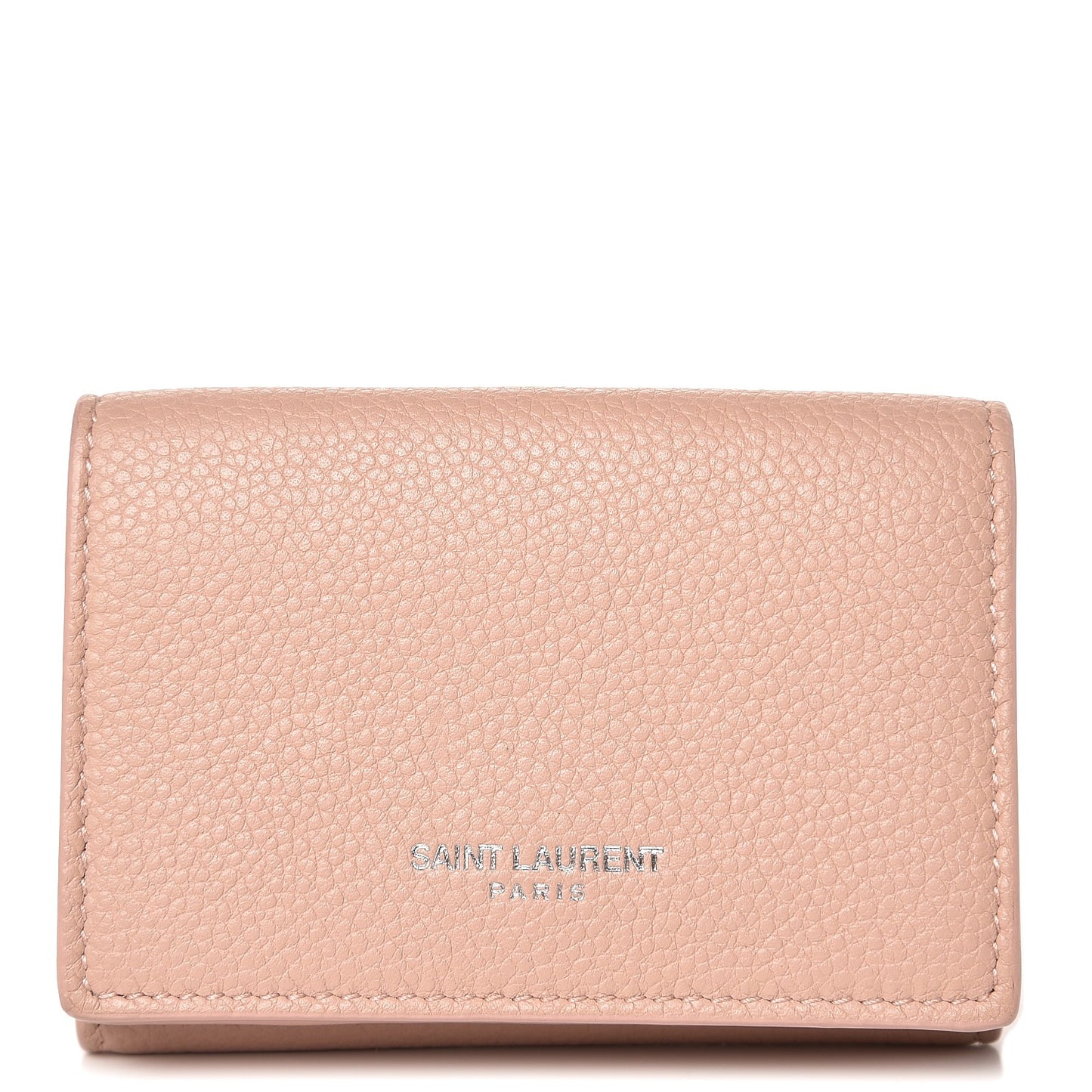 Grained Calfskin Paris Petite Compact Wallet Pale Pink