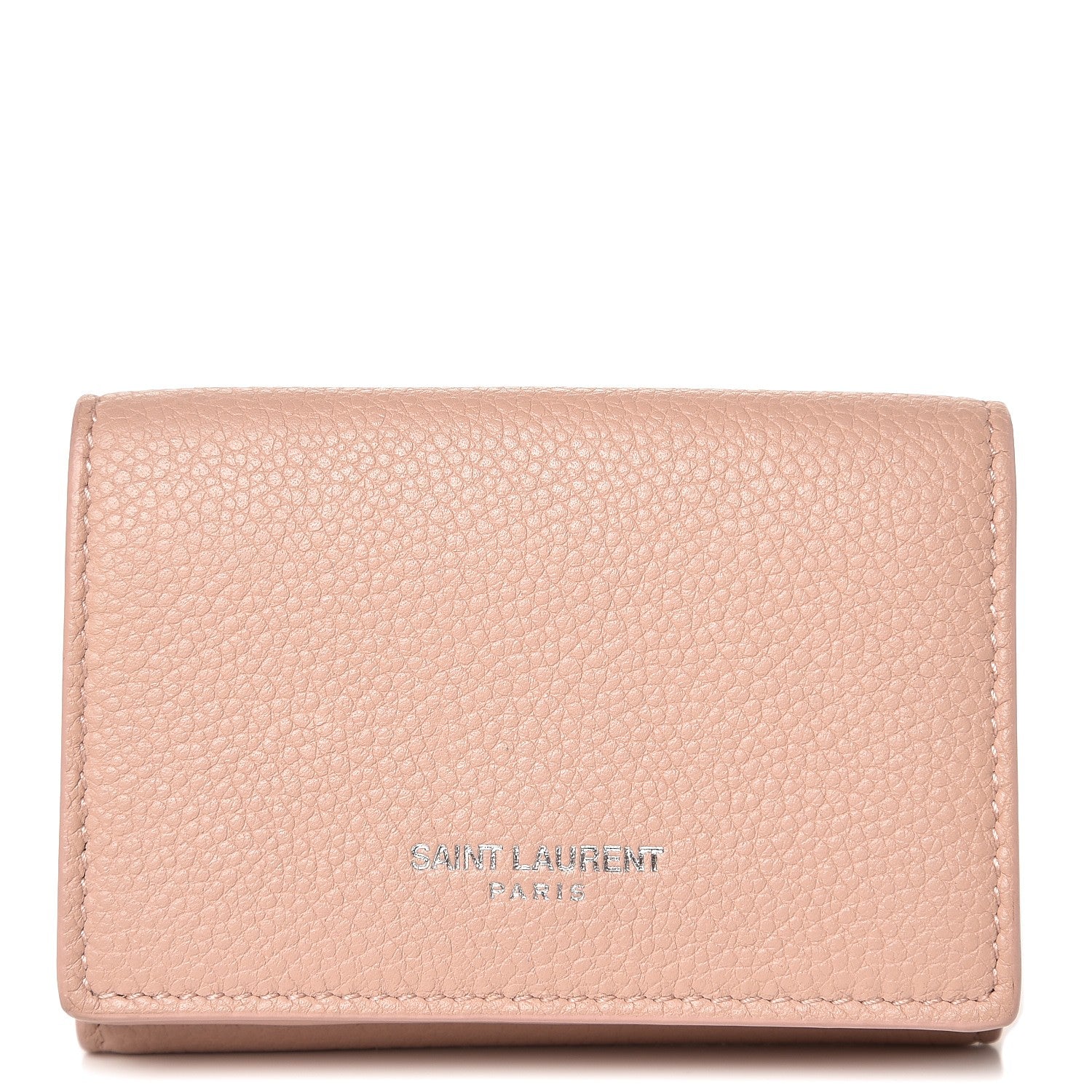Saint Laurent Grained Calfskin Paris Petite Compact Wallet Pale Pink 1 of 8