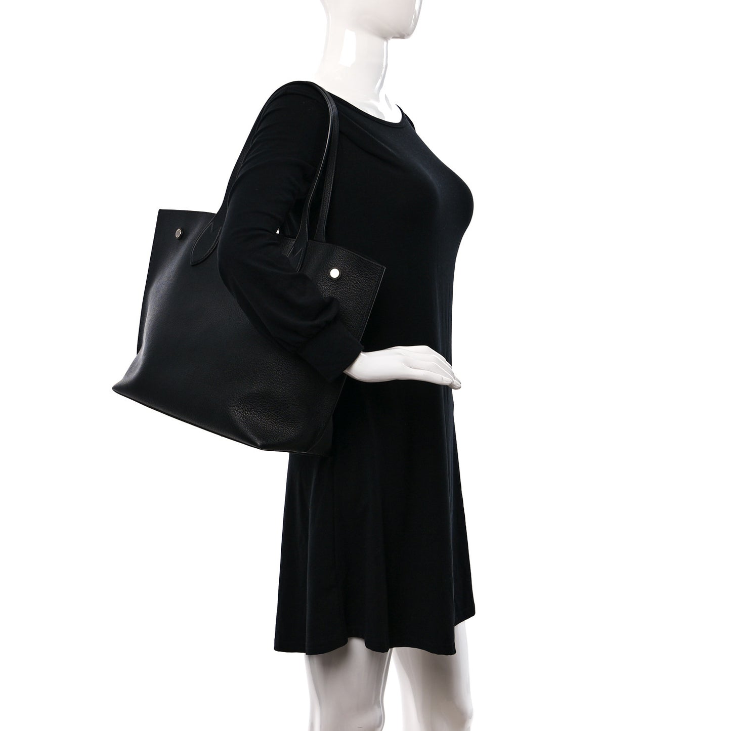Calfskin Lockme Go Tote Black