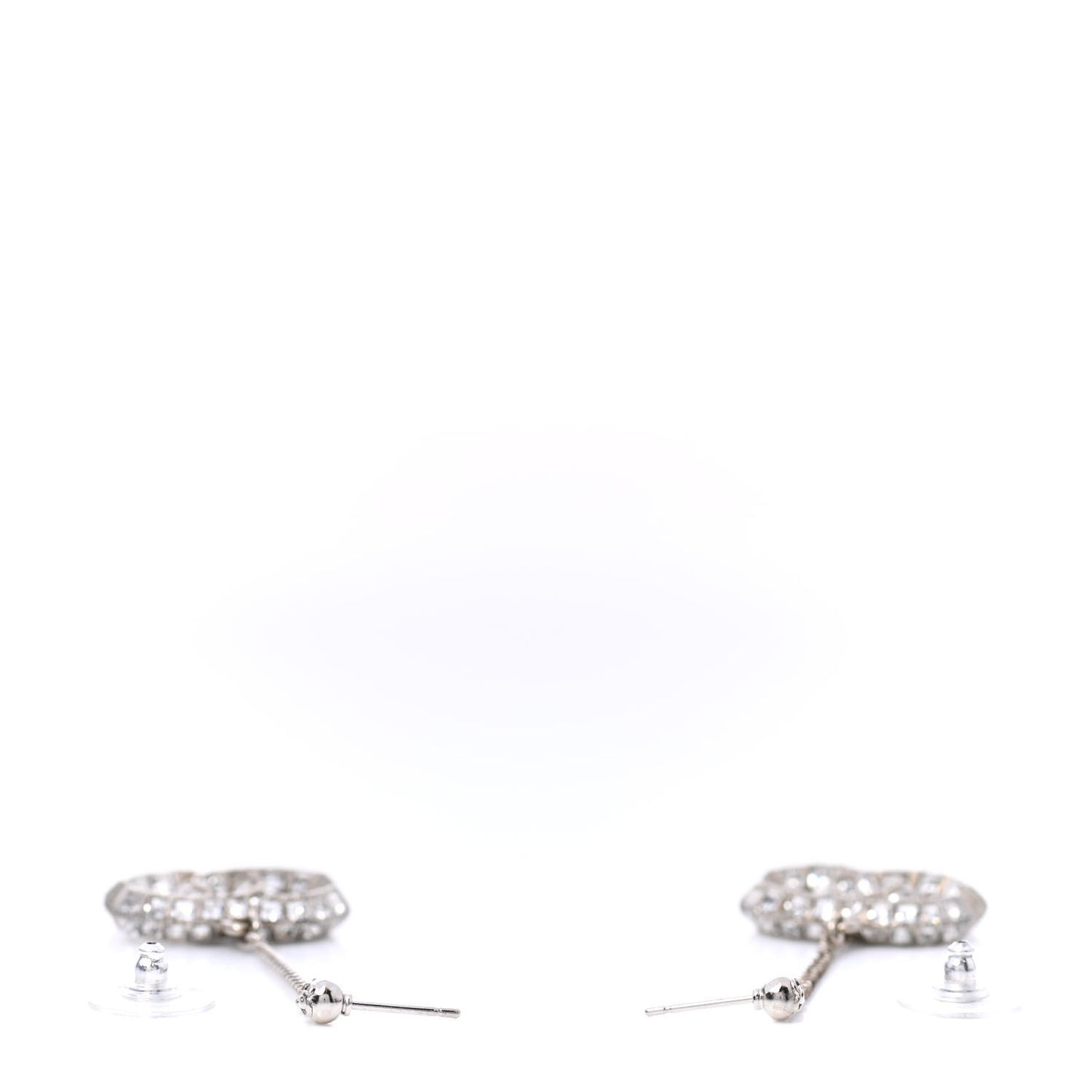Baguette Crystal CC Drop Earrings Silver