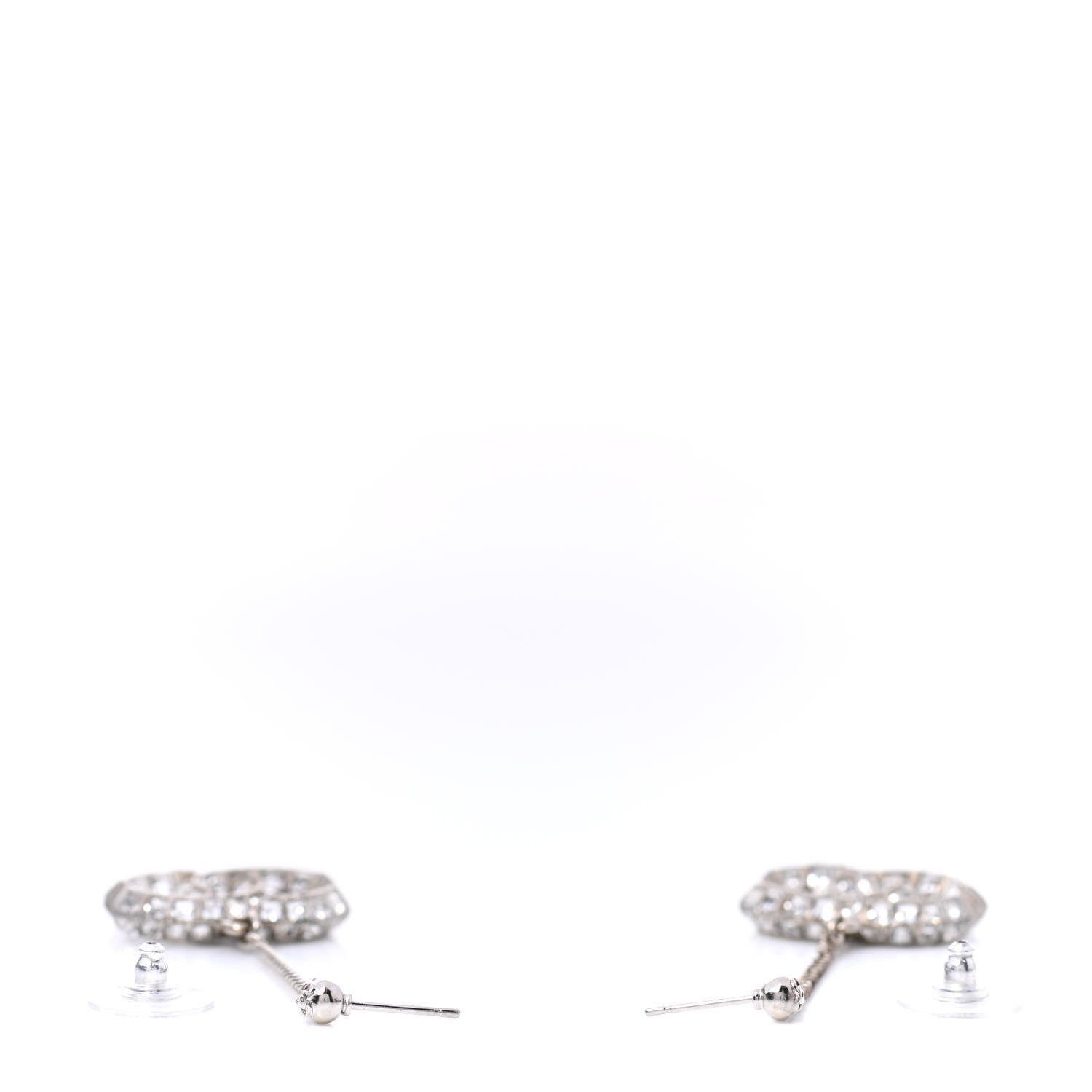 Chanel Baguette Crystal CC Drop Earrings Silver 3 of 3