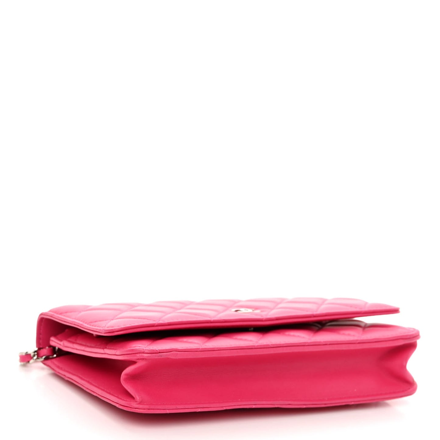 Lambskin Quilted Wallet On Chain WOC Pink