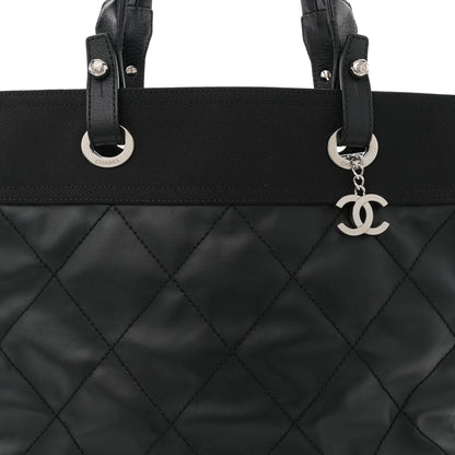Chanel Coated Canvas Quilted Large Paris Biarritz Tote Black 8 of 10