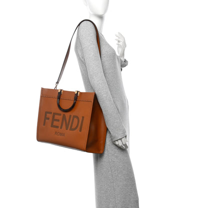 Fendi Vitello King Plexiglass Medium Fendi Sunshine Shopper Tote Cuoio 2 of 9